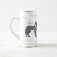 Grauer Wolf mit Pfeife Cartoon-Illustration