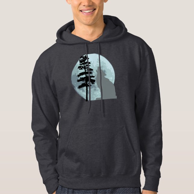Grauer Wolf-Mond Hoodie (Vorderseite)