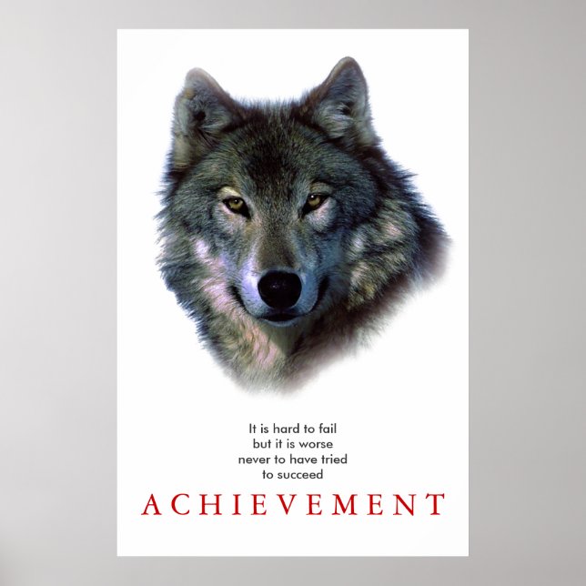 Grauer Wolf Motivierend Einmaliges Poster Print (Vorne)