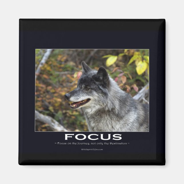 Grauer Wolf Motivierend Geschenke Magnet (Vorne)