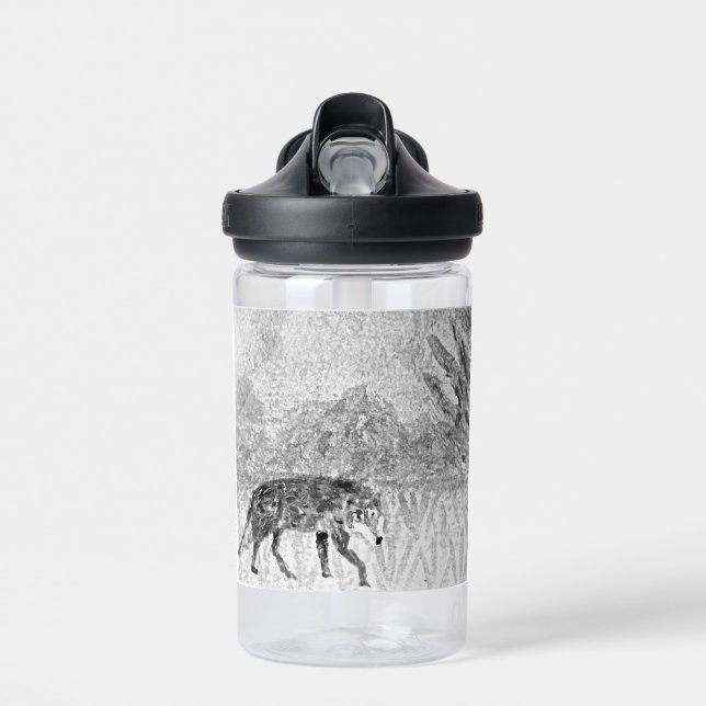 Grauer Wolf Rette Wildlife Custom Trinkflasche (Vorne)