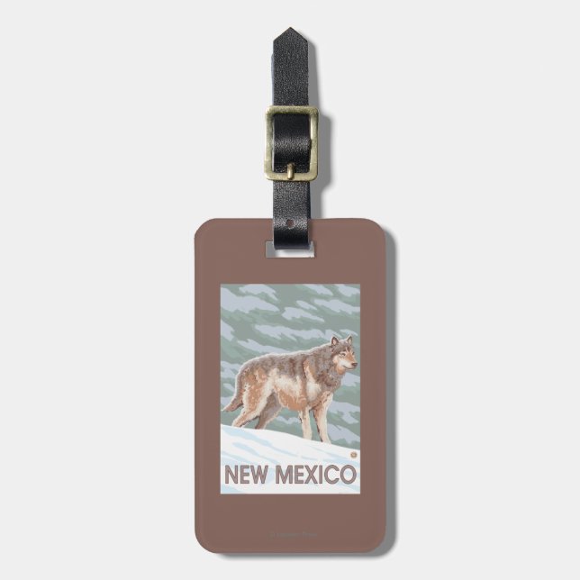 Grauer Wolf StandingNew Mexiko Gepäckanhänger (Vorderseite vertikal)