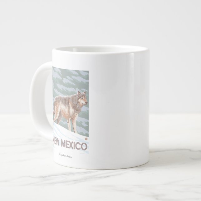 Grauer Wolf StandingNew Mexiko Jumbo-Tasse (Vorderseite Links)