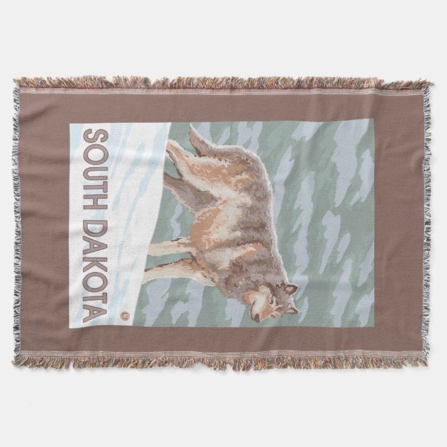 Grauer Wolf StandingSouth Dakota Decke (Vorderseite)