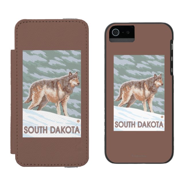 Grauer Wolf StandingSouth Dakota Incipio iPhone Geldbeutel-Hülle (Seite an Seite)