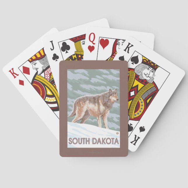 Grauer Wolf StandingSouth Dakota Spielkarten (Rückseite)