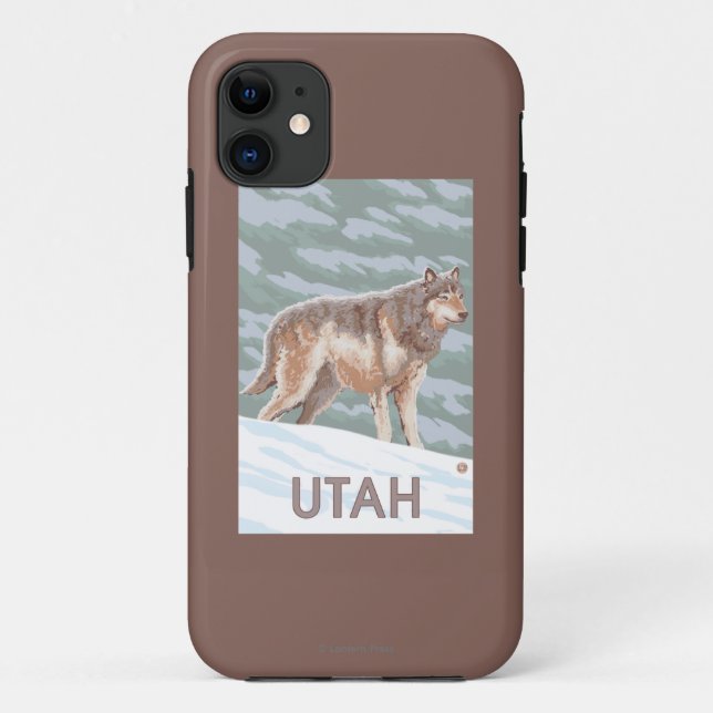 Grauer Wolf StandingUtah Case-Mate iPhone Hülle (Rückseite)