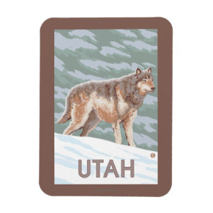 Grauer Wolf StandingUtah Magnet