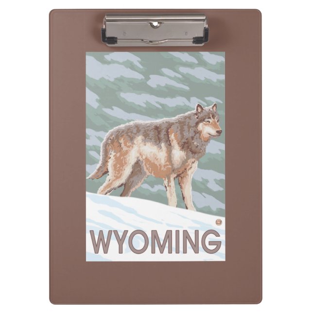 Grauer Wolf StandingWyoming Klemmbrett (Vorderseite)
