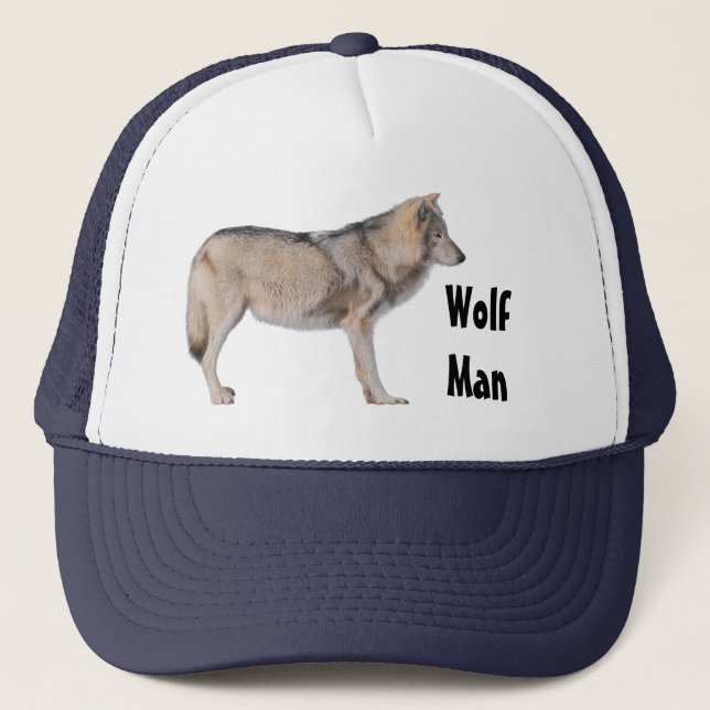 Grauer Wolf Stehend Wildlife-Liebhaber Truckerkappe (Vorderseite)