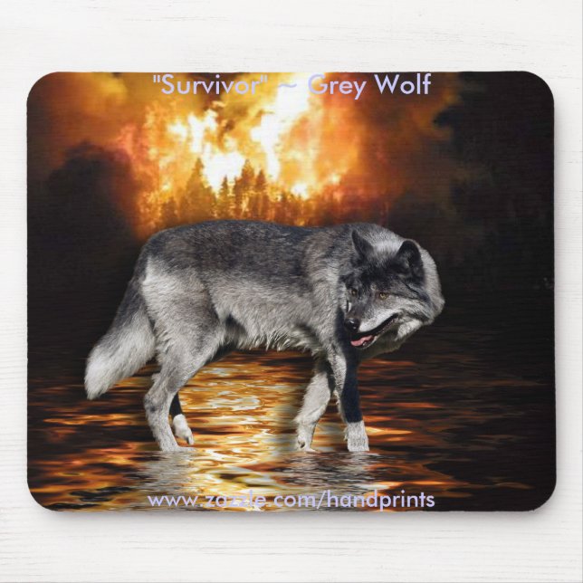 Grauer Wolf & Waldbrand Mousepad (Vorne)