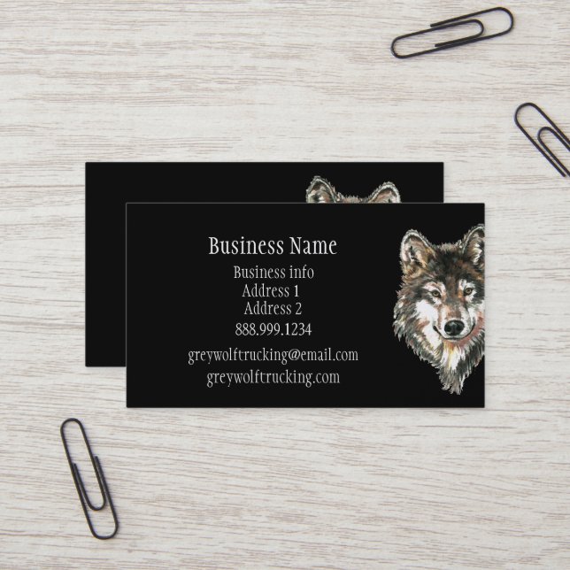 Grauer Wolf Wildlife Nature Animal Custom Visitenkarte (Vorderseite/Rückseite Beispiel)