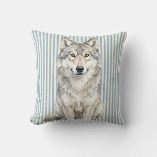 Grauer-Wolf-Wildnis-Porträt-Wurfkissen Kissen