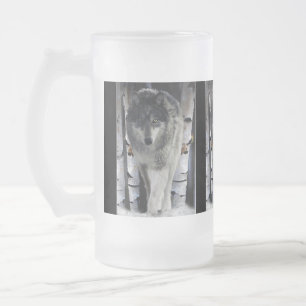 Grauer Wolf & Winter Forest Wildlife - Geschenke T Mattglas Bierglas