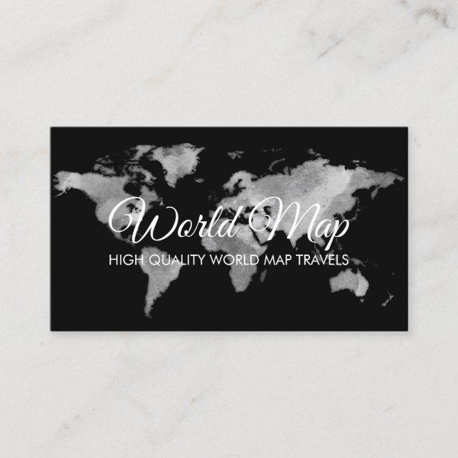 Grauer World Map Trip Globe Travel Agent Visitenkarte (Vorderseite)