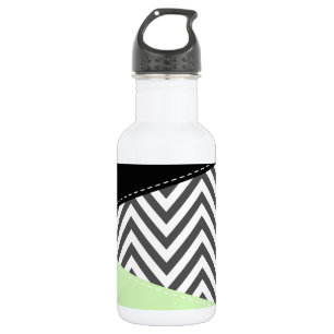 Grauer Zickzack, Grauer Chevron, Zickzack-Muster, Edelstahlflasche