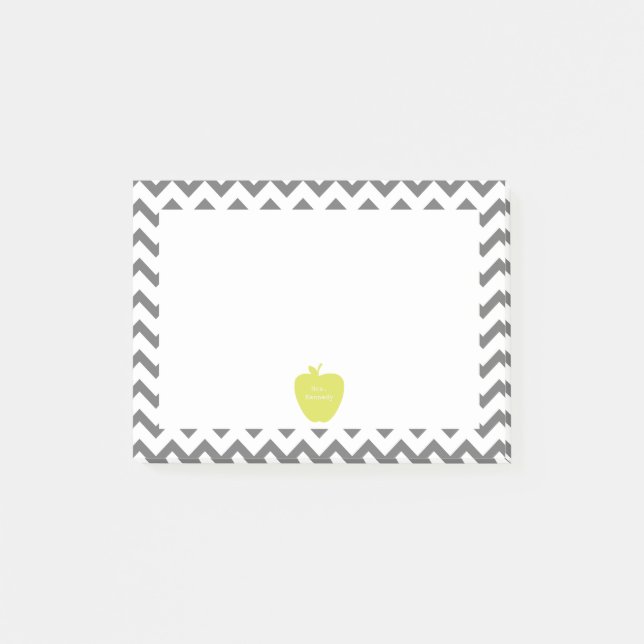 Grauer Zickzack Neonapple-Lehrer Post-it Klebezettel (Vorderseite)