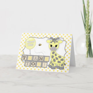 Graues 12x18 des Baby-Giraffen-Gelbs danken Ihnen Dankeskarte