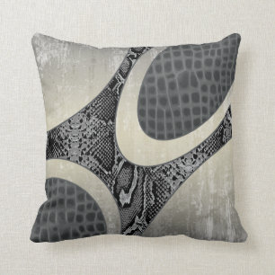 Graues abstraktes Snakeskin Croc Kissen