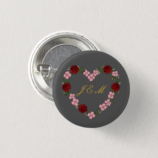 Graues Abzeichen mit Blumenkrone Button (Vorne & Hinten)