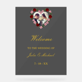 Graues Acryl-Willkommensschild für die Hochzeit -  Acrylschild