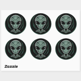 Graues Alien Kopf Sticker Set