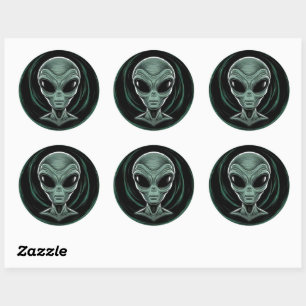Graues Alien Kopf Sticker Set