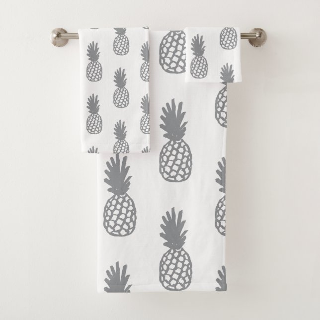 Graues Ananas-Muster Badhandtuch Set (Insitu)
