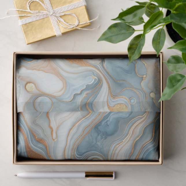 Graues, Aquamarines blaues Marmormuster Seidenpapier (Geschenk)
