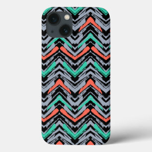 Graues, Aquamarines und korallengezeichnetes Zickz Case-Mate iPhone Hülle