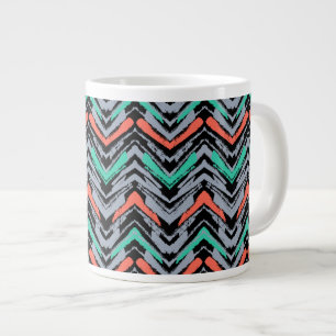 Graues, Aquamarines und Korallenhandgezeichnetes Z Jumbo-Tasse