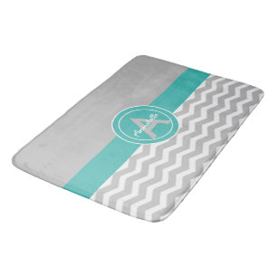 Graues Aquamarines Zickzack Badematte
