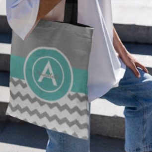 Graues Aquamarines Zickzack Tasche