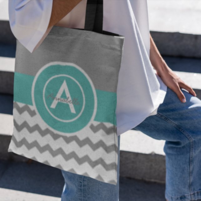 Graues Aquamarines Zickzack Tasche (Von Creator hochgeladen)