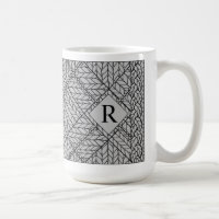 GRAUES ARGYLE STRICKMUSTER Hoher Weißer Becher + T