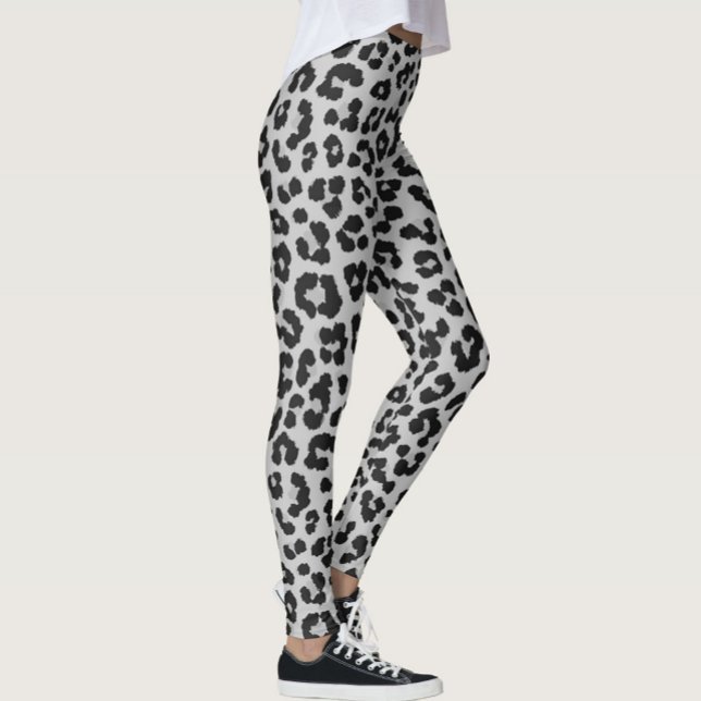 Graues Asche Leopard Cheetah Animal Print Muster Leggings (Von Creator hochgeladen)