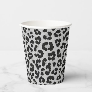 Graues Asche Leopard Cheetah Animal Print Muster Pappbecher
