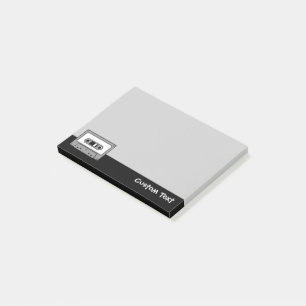 Graues Audio-Kassettenband Post-it Klebezettel