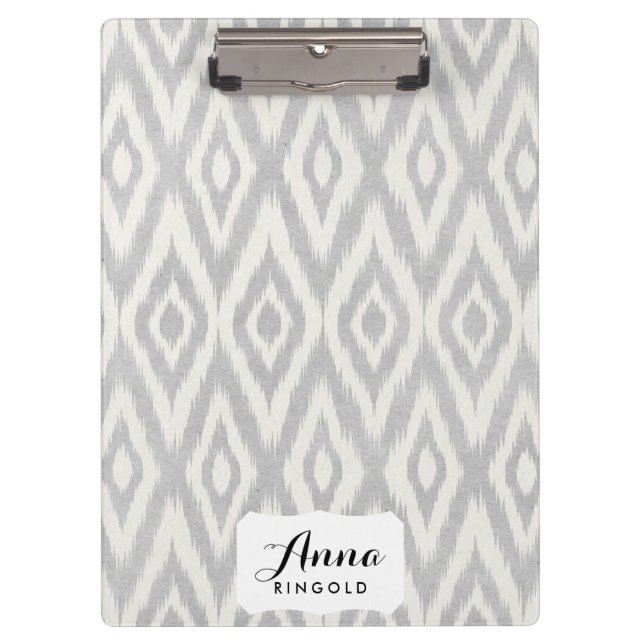 Graues aztekisches PastellAquarell Ikat weich Klemmbrett (Vorderseite)