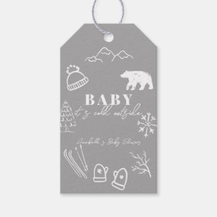 Graues Baby-Baby, es ist kalt draußen Baby Shower Geschenkanhänger