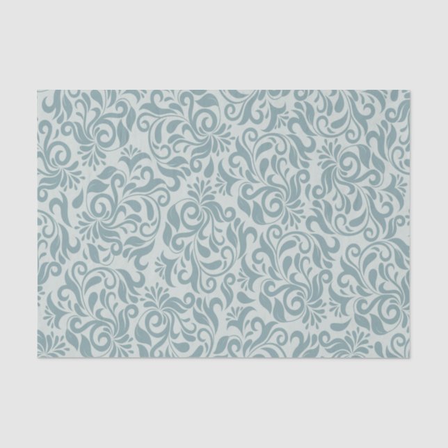 Graues blaues Brocade-Geschenk oder Dekoupage Tiss Seidenpapier (Vorderseite)