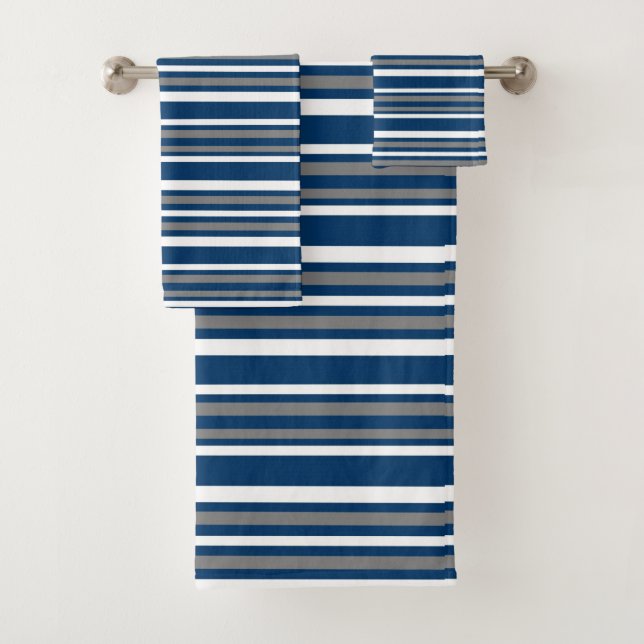 Graues Blaues und Weiß Stripes Bad-Tuch-Set Badhandtuch Set (Insitu)