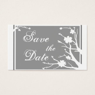 Graues Blumenmotiv Save the Date Visitenkarten