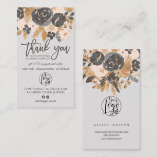 graues Blütenboho Blumenschrift Logo-Bestellung Vi Visitenkarte