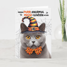 Graues britisches Halloween Cat PURRanormal MEOWol Feiertagskarte
