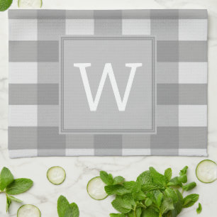 Graues Buffalo Kariertes Monogramm Handtuch