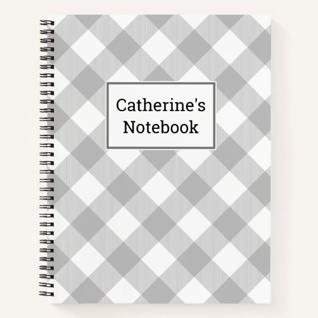 Graues Buffalo-Kariertes Notebook Notizbuch (Vorderseite)