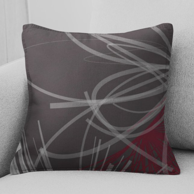Graues & Burgund Abstraktes Design der Ribbon-Wein Kissen (Von Creator hochgeladen)