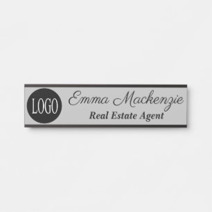 Graues Büro-Türschild mit individuellem Logo für p Türschild