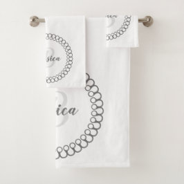 Graues dekoratives Circle Monogram Bath Handtuch S Badhandtuch Set